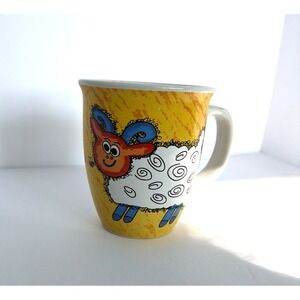 Vtg Dunoon Stoneware Mug Funky Farm by Jane Brookshaw White Ram Nevis Shape